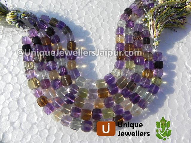 Multi Stone Faceted Cube Beads